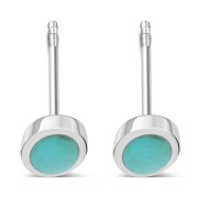  Turquoise Oval Silver Stud Earrings, e346